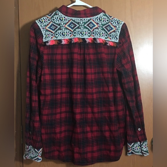 Anthropologie Holding Horses Plaid Flannel Womens Small Button Shirt Boho - Picture 4 of 6